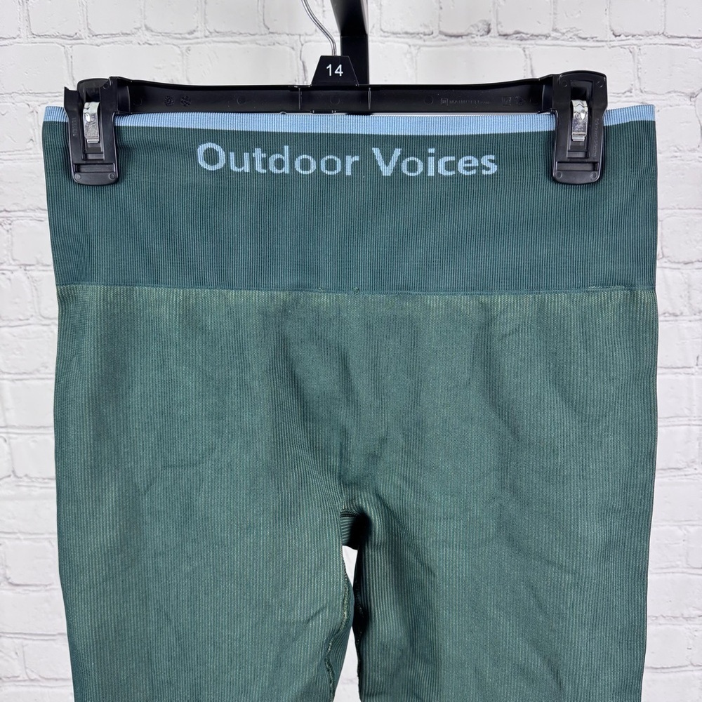 Outdoor Voices SeamlessRib 7/8 High Rise Leggings Green Textured Ribbed No Size - Picture 4 of 6